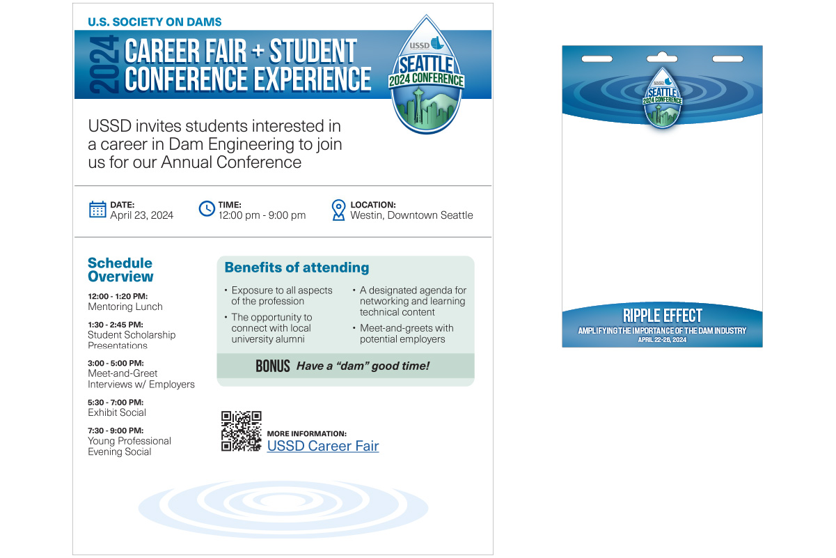 2024 Career Fair flyer, attendee badge